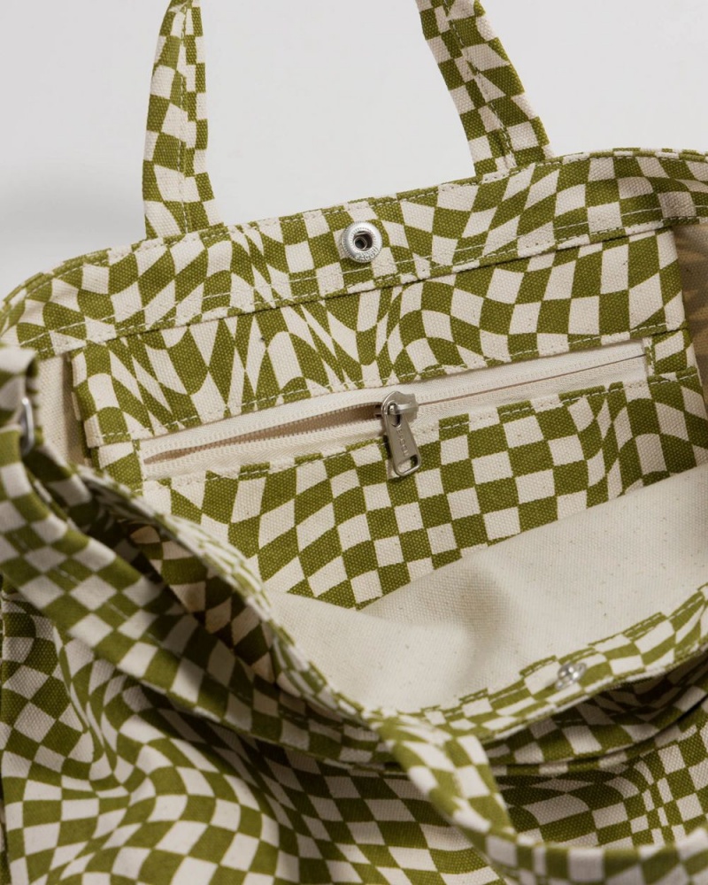 Baggu Horizontal Duck Tote Bags Moss Trippy Checker | 325ZQDRSV