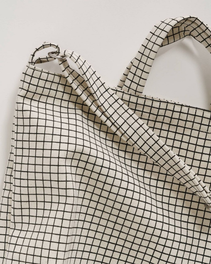 Baggu Horizontal Duck Tote Bags Natural Grid | 152IOGWKU