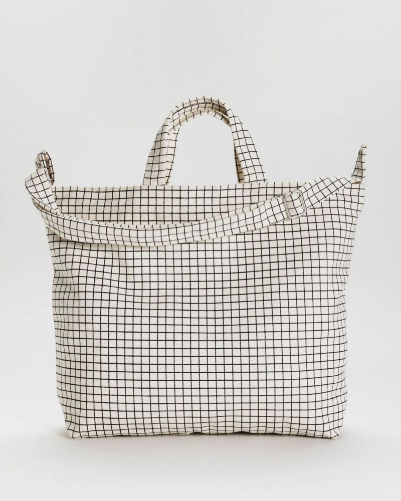 Baggu Horizontal Duck Tote Bags Natural Grid | 152IOGWKU