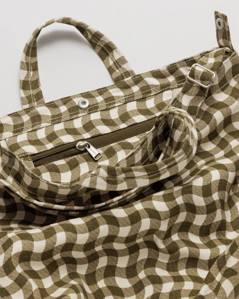 Baggu Horizontal Duck Tote Bags Wavy Gingham Brown | 961XPWBAL