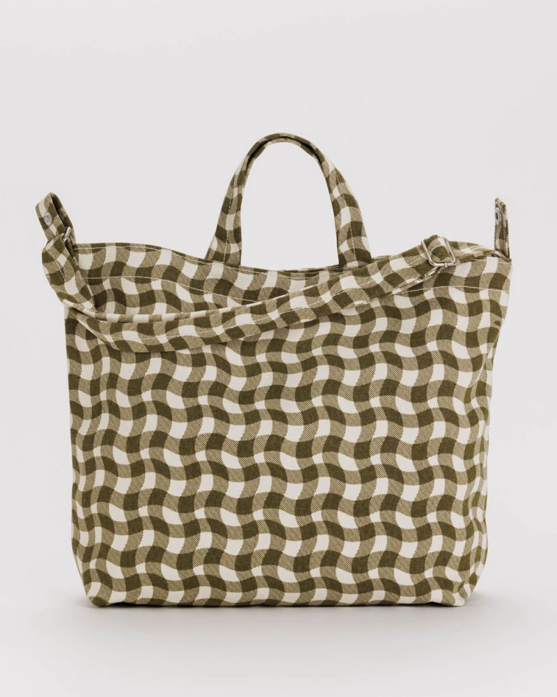 Baggu Horizontal Duck Tote Bags Wavy Gingham Brown | 961XPWBAL