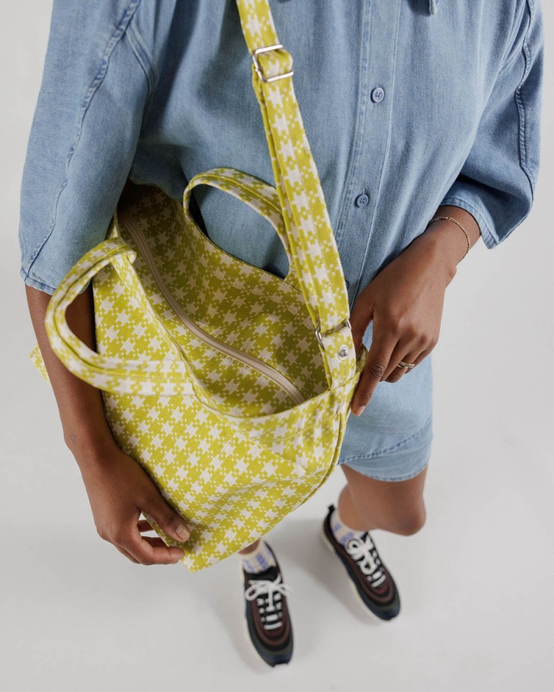 Baggu Horizontal Zip Duck Tote Bags Chartreuse Pixel Gingham | 680FQXPCT