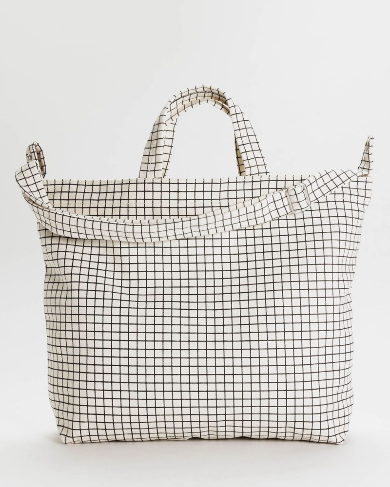 Baggu Horizontal Zip Duck Tote Bags Natural Grid | 291QTHLIG