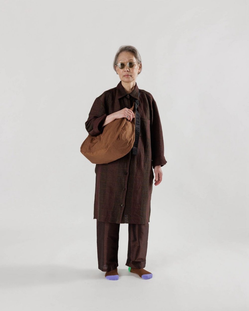 Baggu Large Nylon Crescent Crossbody Bags Brown | 870OYJNUE