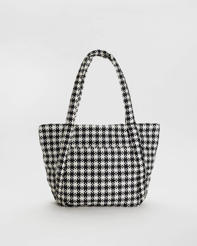 Baggu Mini Cloud Tote Bags Black & White Pixel Gingham | 356MVBKIA