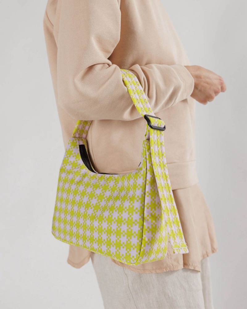 Baggu Mini Nylon Shoulder Bags Pink Pistachio Pixel Gingham | 891XNMEHF