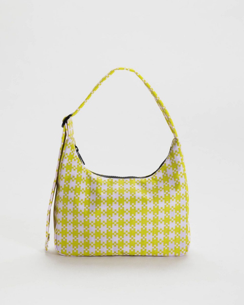 Baggu Mini Nylon Shoulder Bags Pink Pistachio Pixel Gingham | 891XNMEHF