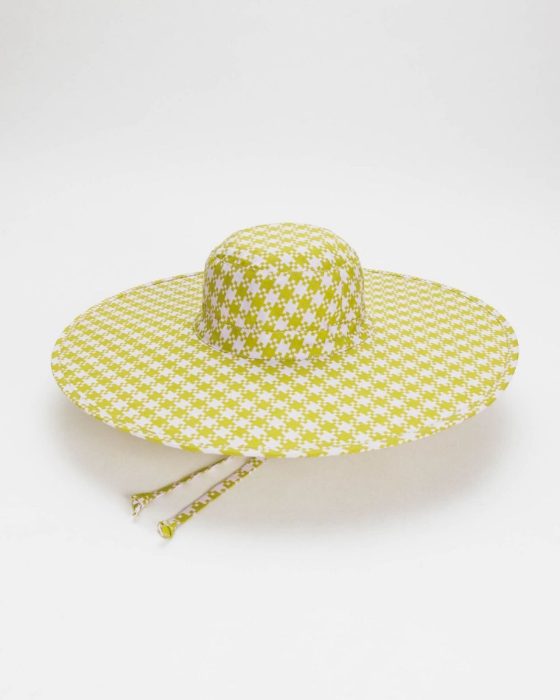 Baggu Packable Sun Hats Pink Pistachio Pixel Gingham | 218TNIRGK