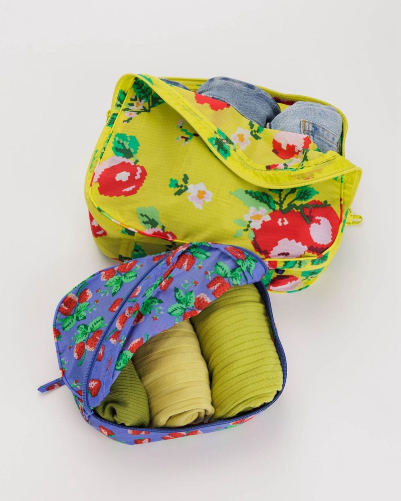 Baggu Packing Cube Set Pouches Needlepoint Fruit | 724MZOLKD