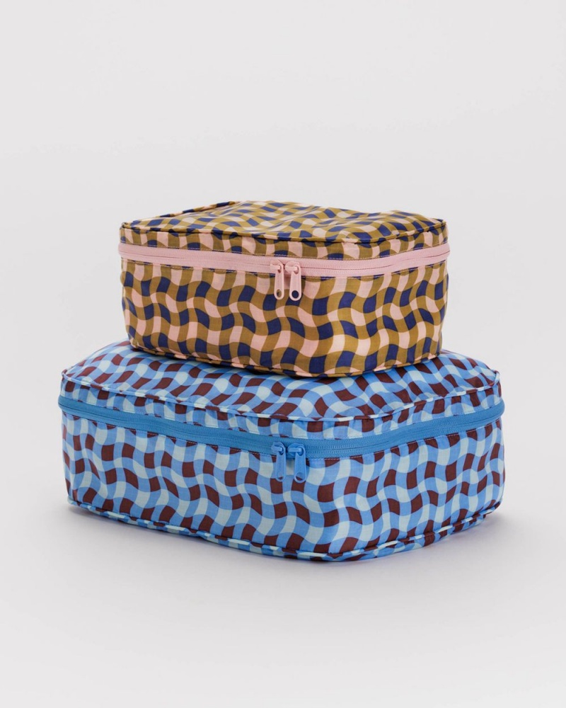 Baggu Packing Cube Set Pouches Wavy Gingham | 781ZSKUOP