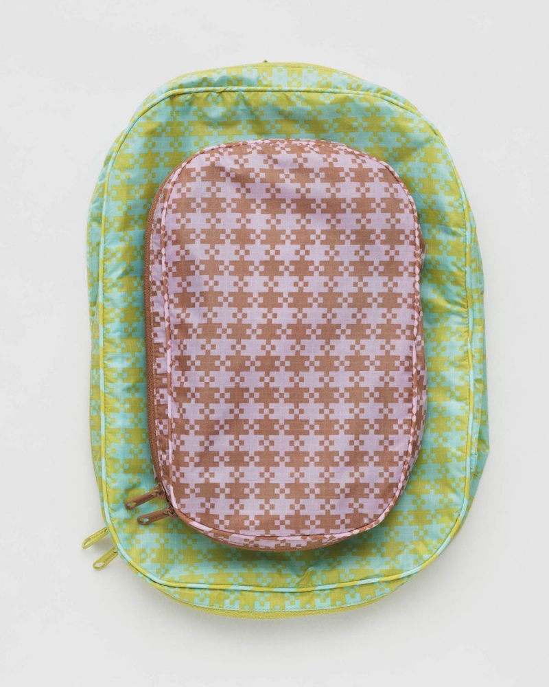 Baggu Packing Cube Set Travel Bags Pixel Gingham | 049PDQRFA