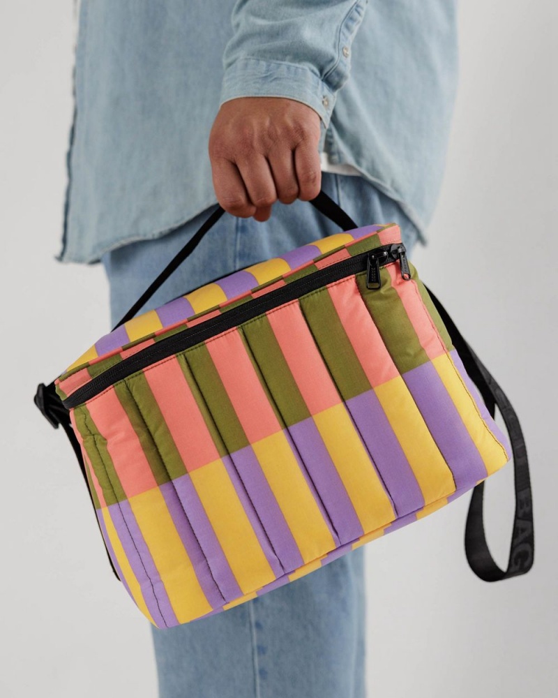 Baggu Puffy Cooler Bags Sunset Quilt Stripe | 409JIEATM