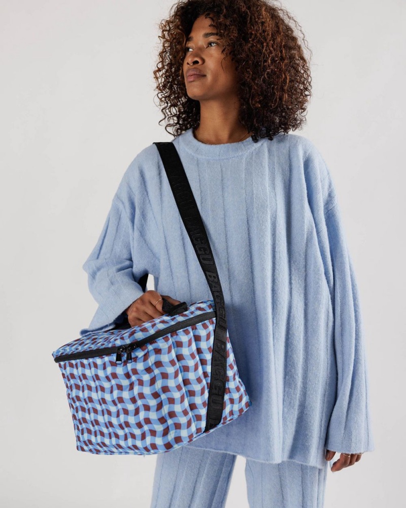 Baggu Puffy Cooler Bags Wavy Gingham Blue | 697THAURB