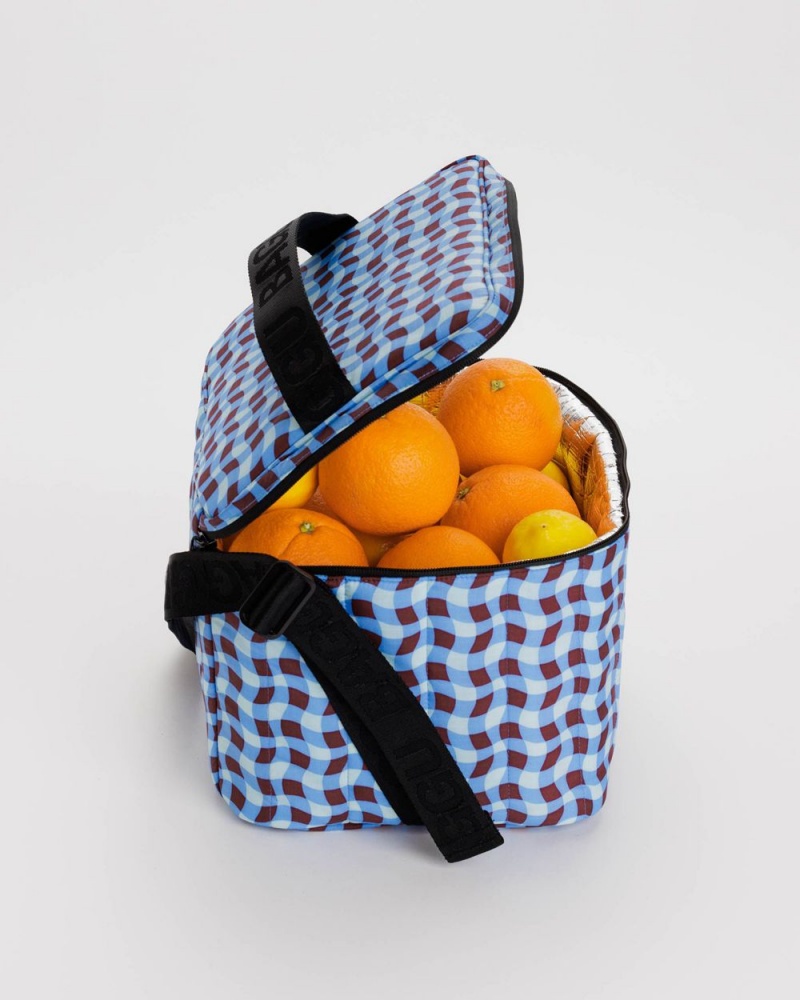 Baggu Puffy Cooler Bags Wavy Gingham Blue | 697THAURB