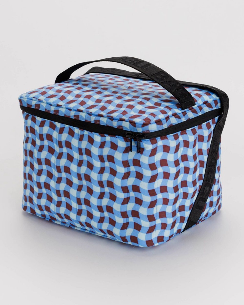 Baggu Puffy Cooler Bags Wavy Gingham Blue | 697THAURB