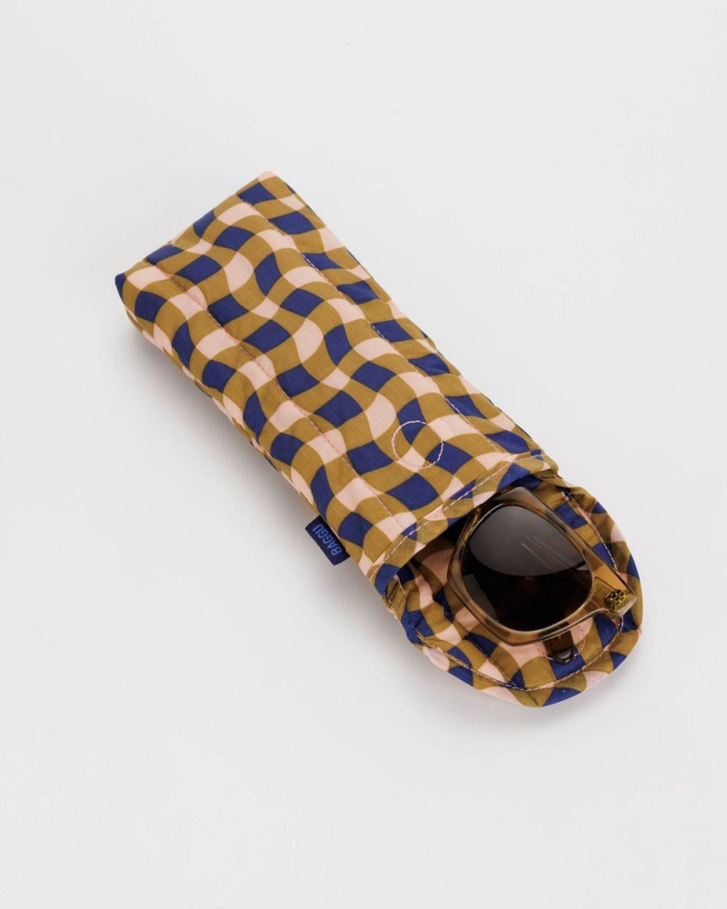 Baggu Puffy Glasses Sleeve Cases Wavy Gingham Peach | 476UXFLEB