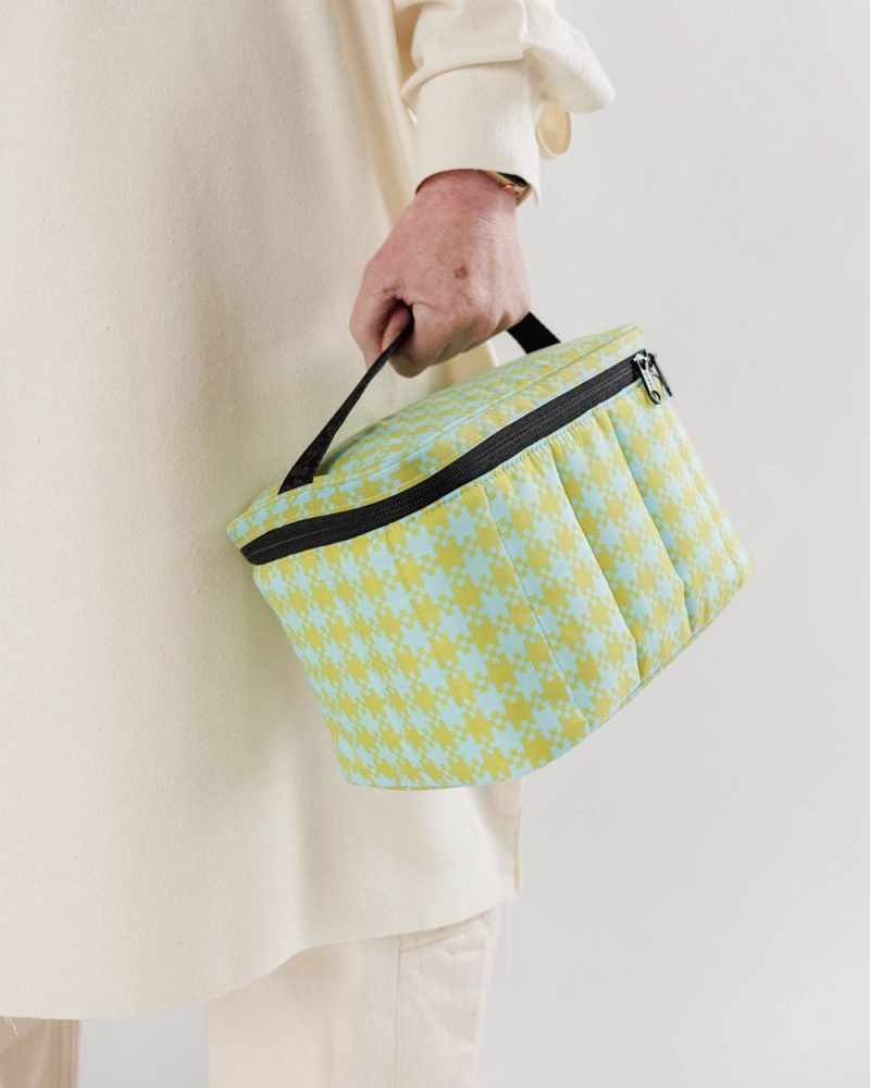 Baggu Puffy Lunch Bags Mint Pixel Gingham | 832OKCDJS