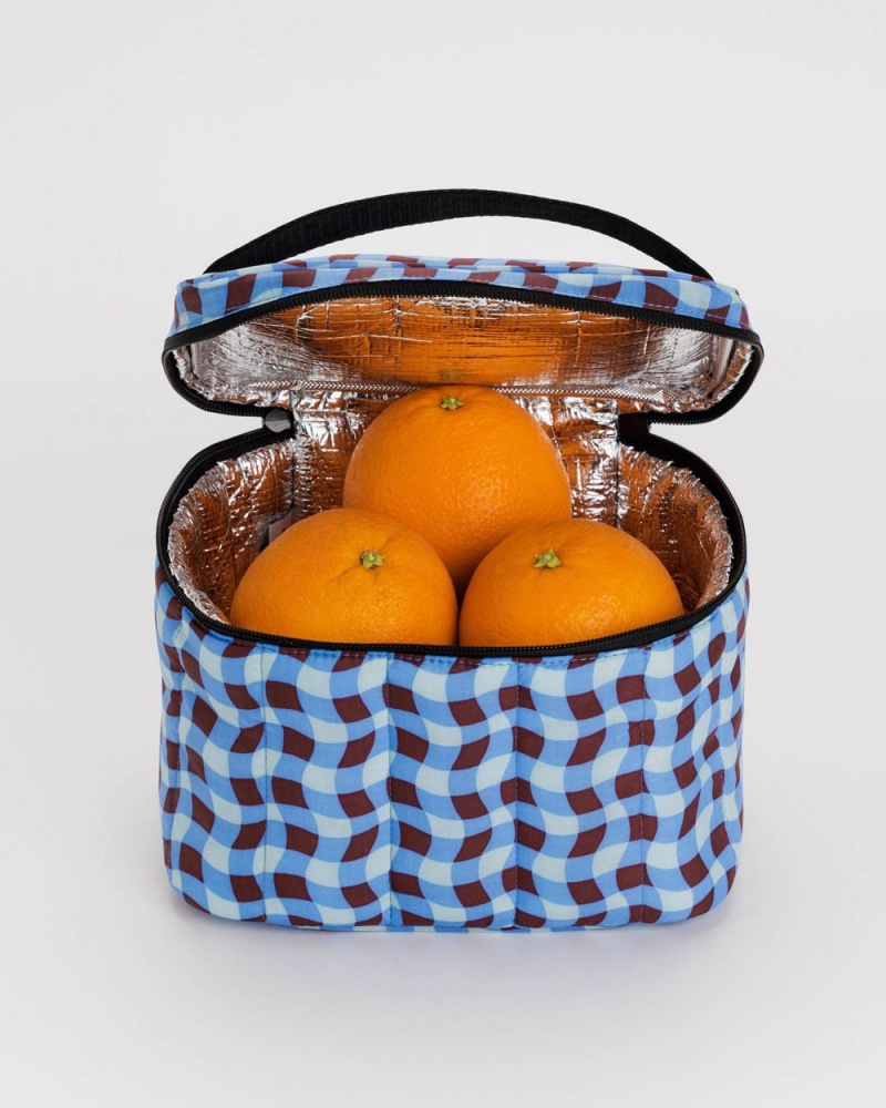 Baggu Puffy Lunch Bags Wavy Gingham Blue | 168UFQRHT