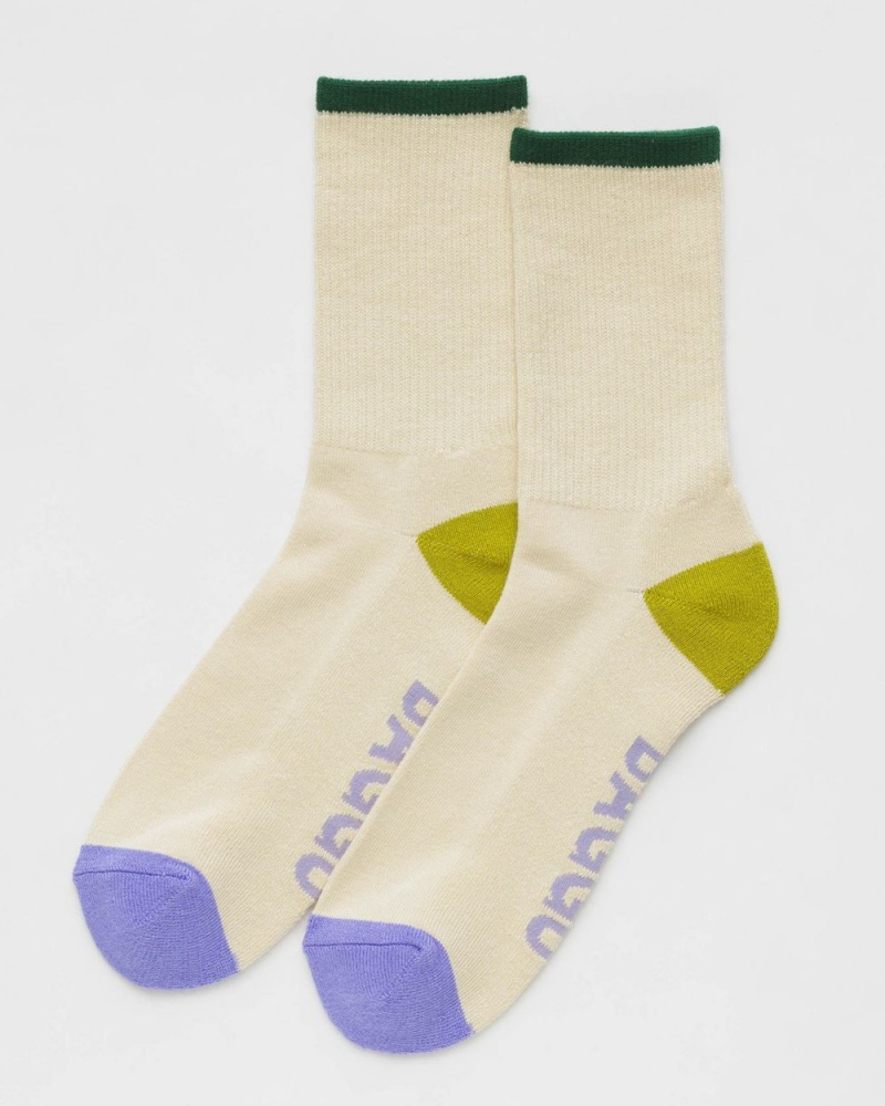 Baggu Ribbed Socks Ecru Mix | 203AZNUDG