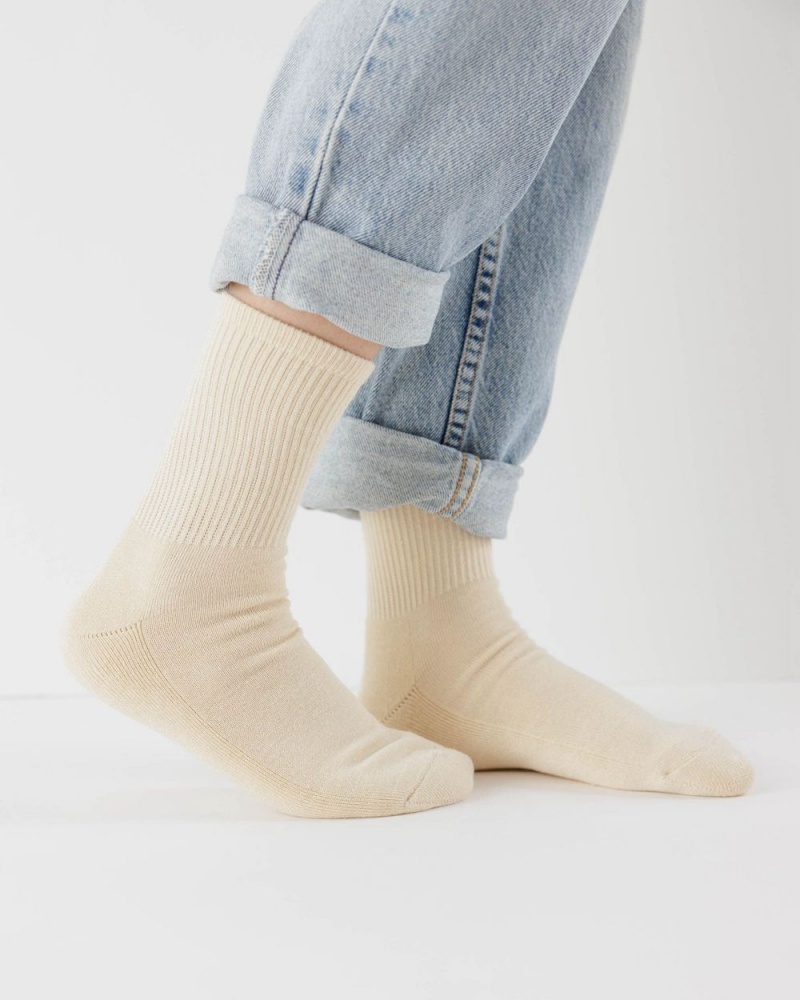 Baggu Ribbed Socks Ecru | 325IHJVQF