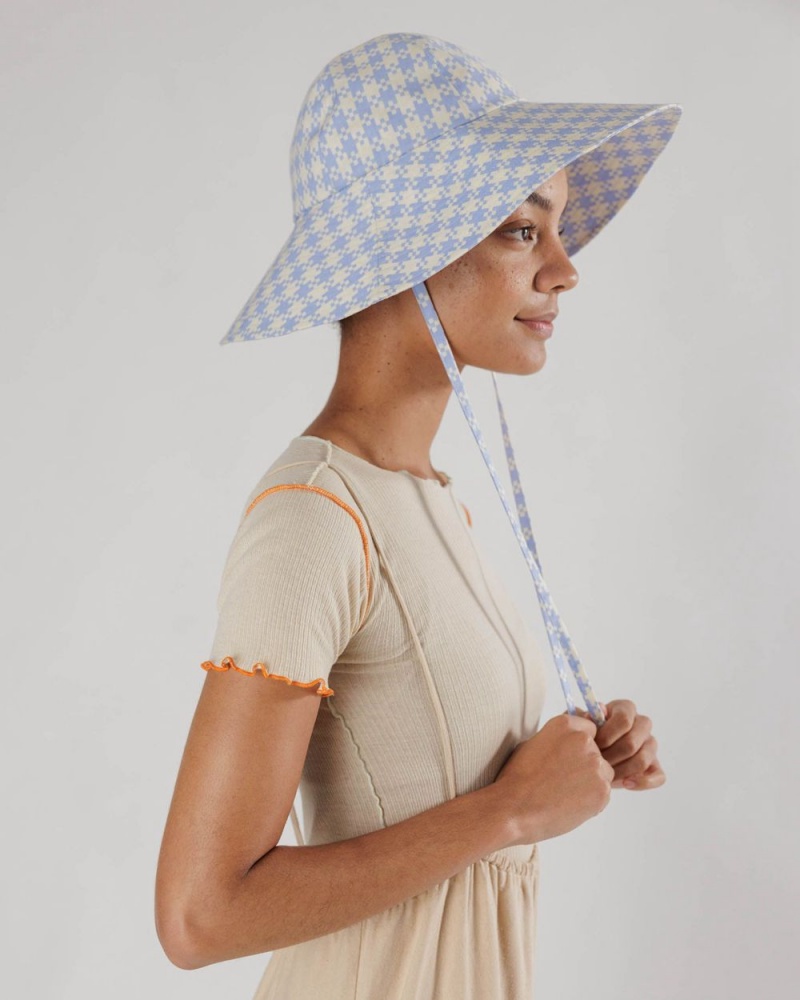 Baggu Soft Sun Hats Blue Pixel Gingham | 297WRZGTL