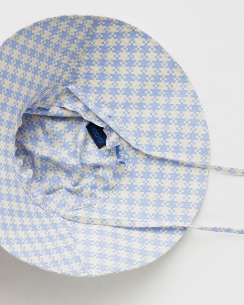 Baggu Soft Sun Hats Blue Pixel Gingham | 297WRZGTL