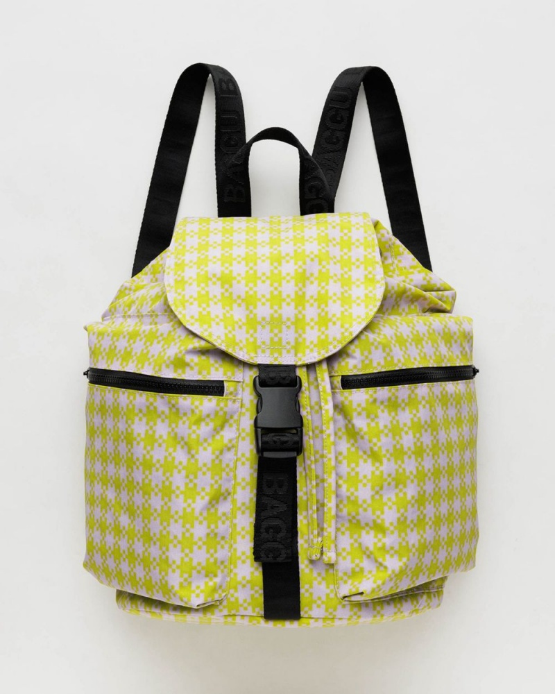 Baggu Sport Backpack Pink Pistachio Pixel Gingham | 028JFNZIE