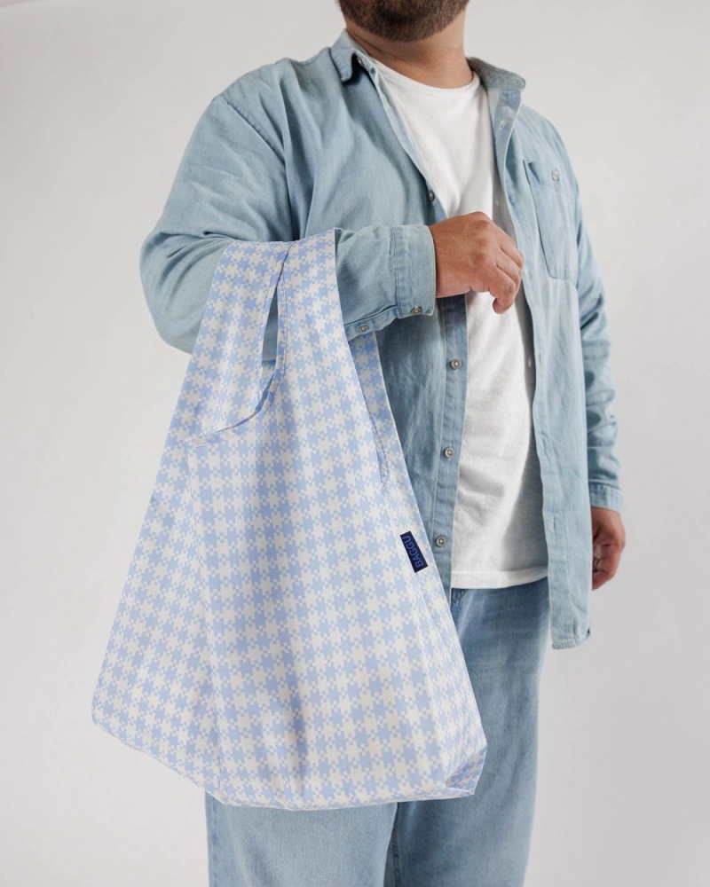 Baggu Standard Reusable Bags Blue Pixel Gingham | 687WLIQJZ