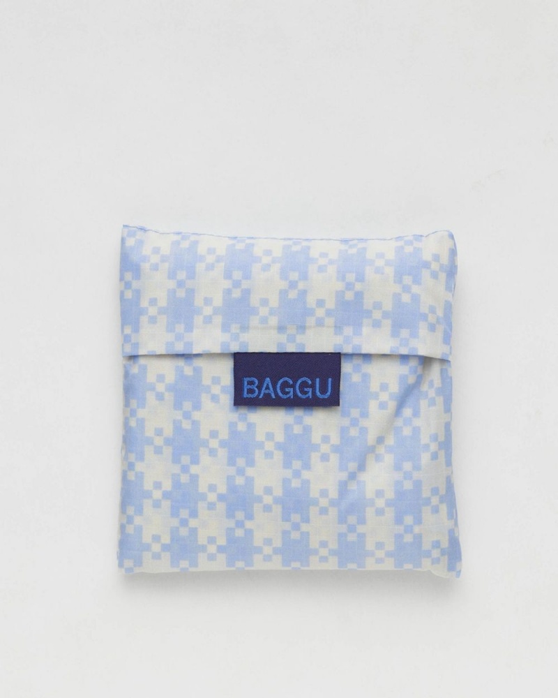 Baggu Standard Reusable Bags Blue Pixel Gingham | 687WLIQJZ