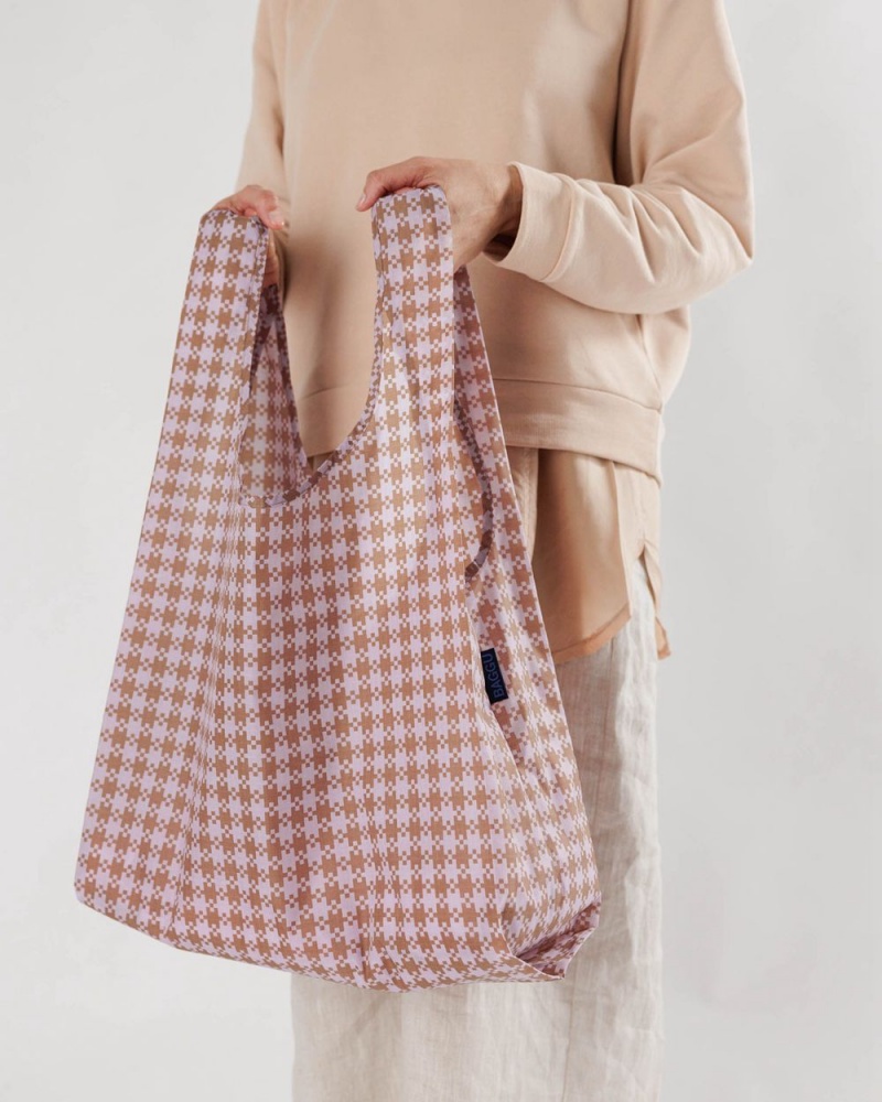 Baggu Standard Reusable Bags Rose Pixel Gingham | 861FCYTVP