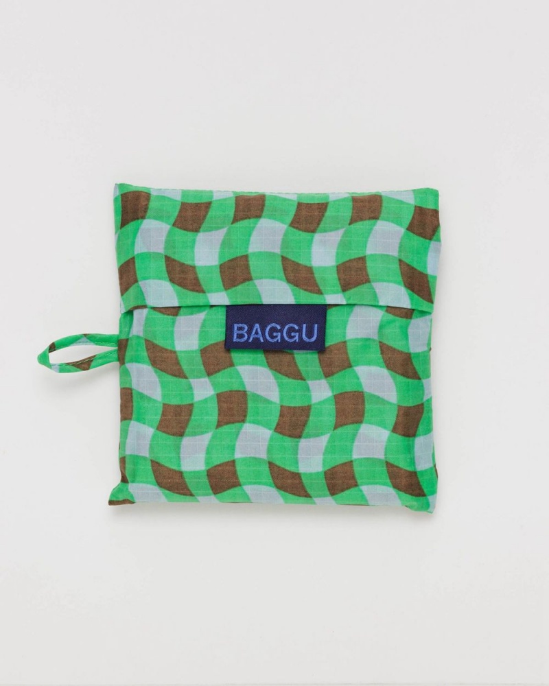 Baggu Standard Reusable Bags Wavy Gingham Green | 589WXVFEP