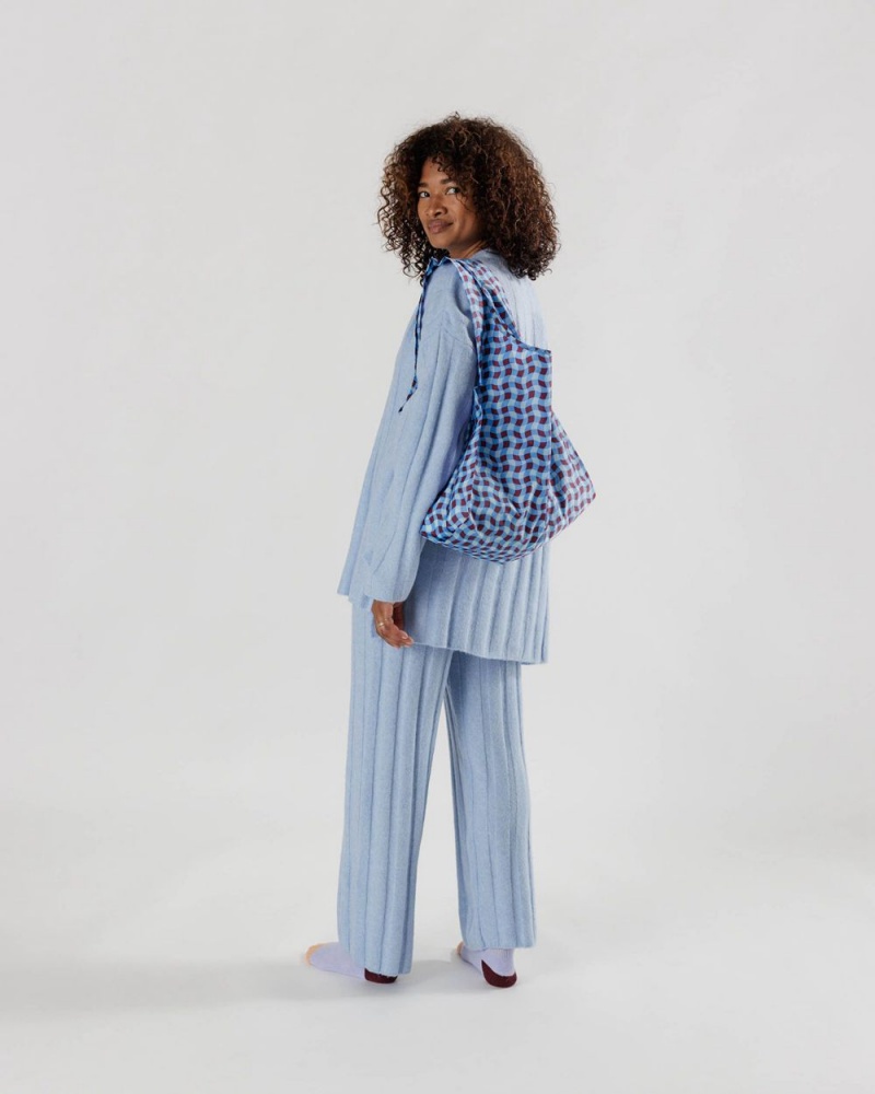 Baggu Standard Reusable Bags Wavy Gingham Blue | 782UKCTJZ