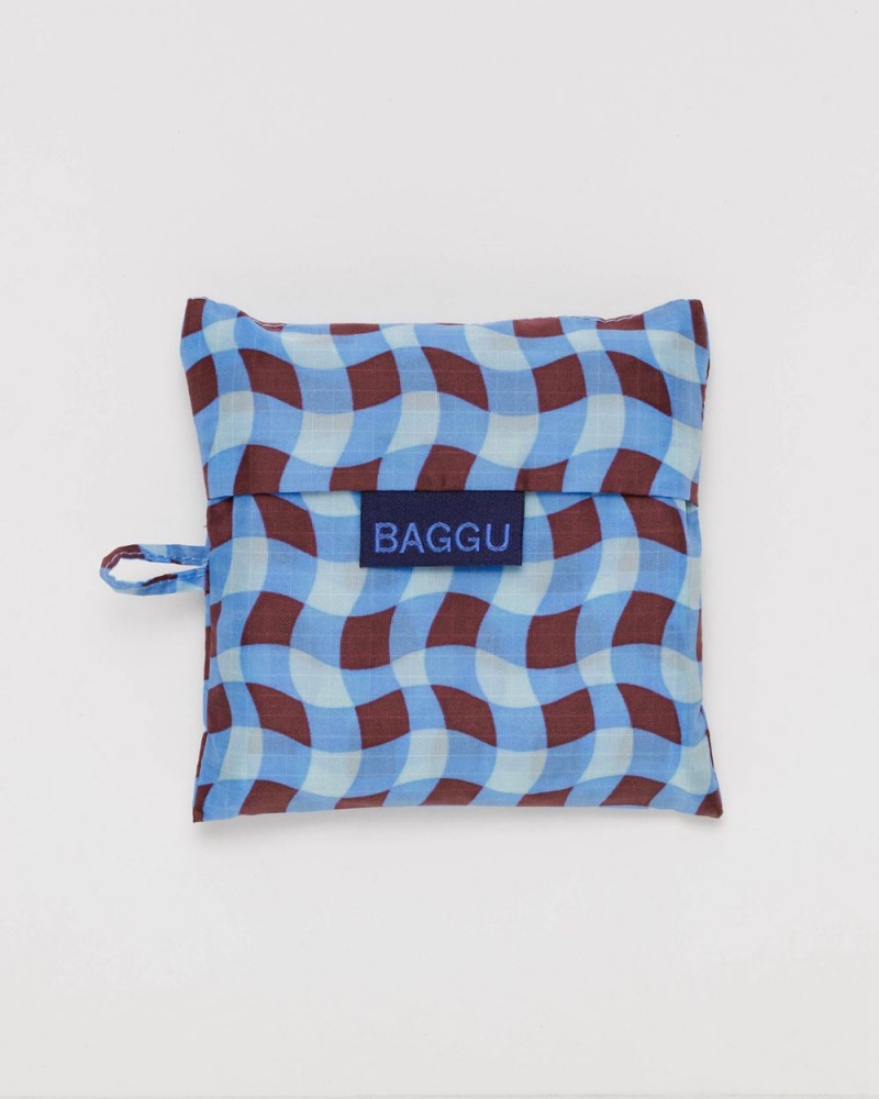 Baggu Standard Reusable Bags Wavy Gingham Blue | 782UKCTJZ