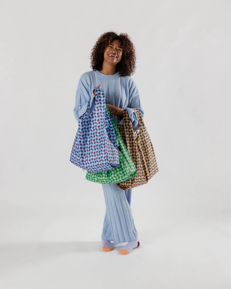 Baggu Standard Set of 3 Reusable Bags Wavy Gingham | 870KIRUJF