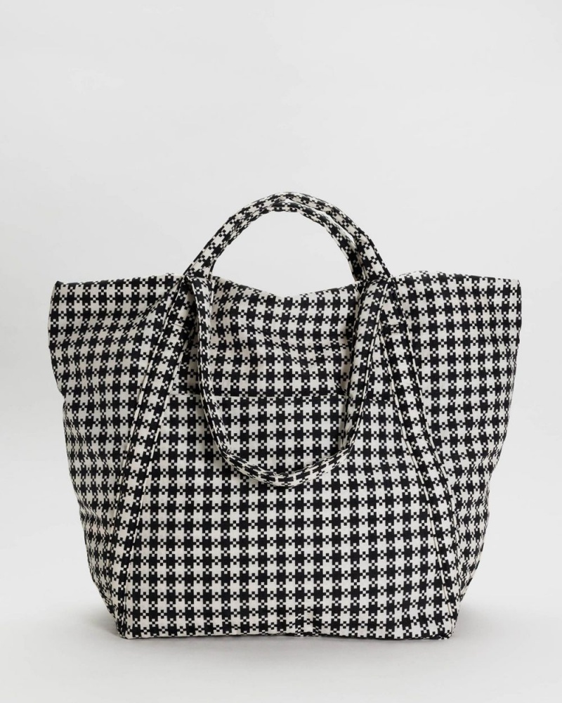 Baggu Travel Cloud Tote Bags Black & White Pixel Gingham | 719LVJCMY