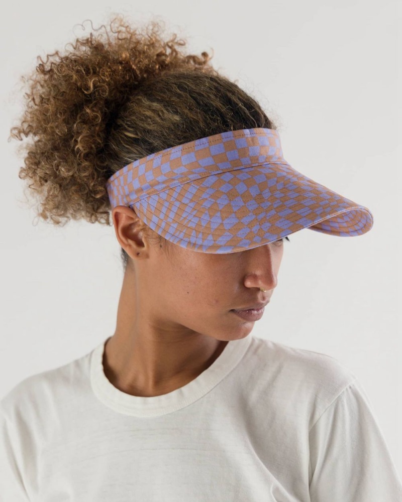 Baggu Visor Hats Lavender Trippy Checker | 295HJQBNW