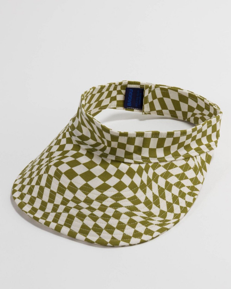 Baggu Visor Hats Moss Trippy Checker | 213HWXSOG