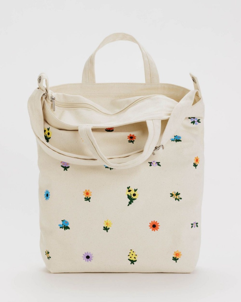 Baggu Zip Duck Tote Bags Embroidered Ditsy Floral | 961QXHACB