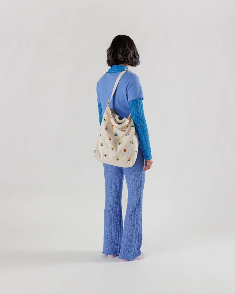 Baggu Zip Duck Tote Bags Embroidered Ditsy Floral | 961QXHACB