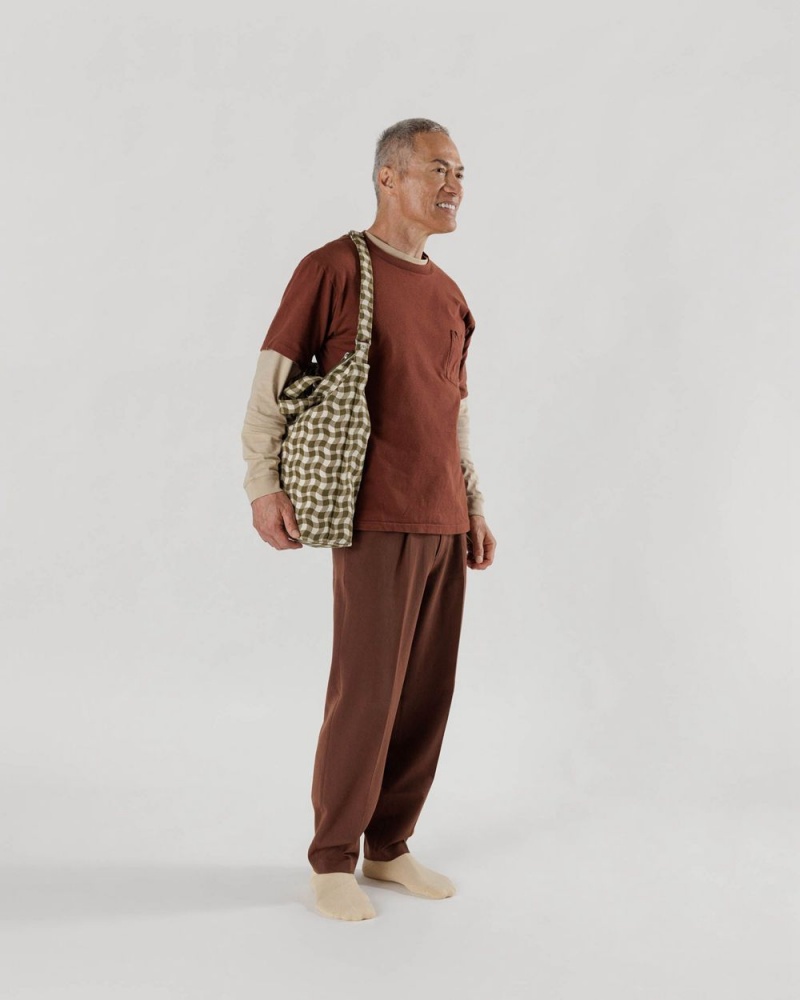 Baggu Zip Duck Tote Bags Wavy Gingham Brown | 182EQXFOT